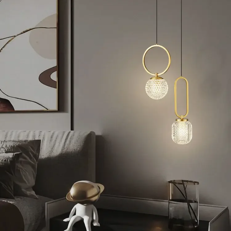 

Minimalist bedroom bedside chandelier Simple and creative single head pendant light Master bedroom bedside long line light