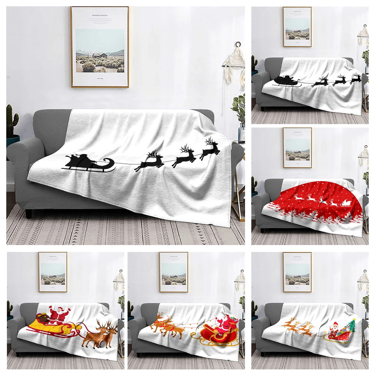 

Home decoration plush Throw Sofa blanket Bedspread bed fluffy soft blankets decor Plaid Modern morandi winter Merry Christmas