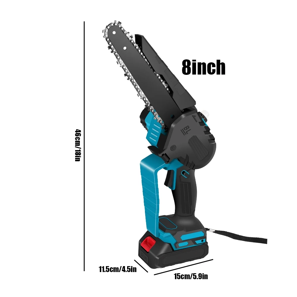 منشار كهربائي صغير لاسلكي 21 فولت 8 بوصة 2000 وات، منشار كهربائي بزاوية قابلة للتعديل لبطارية ماكيتا 18 فولت، قطع الخشب والبستنة