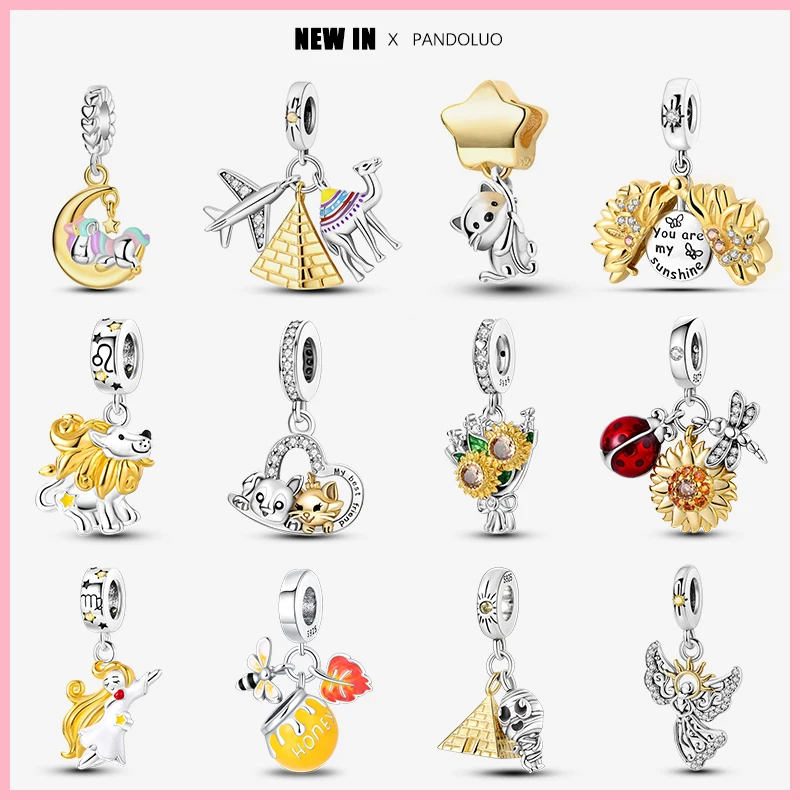 

2023 New in Yellow Series Animal Shape Charm Beads Fits Pandora 925 Original Bracelet Women Silver Pendant Bead DIY Jewelry Gift