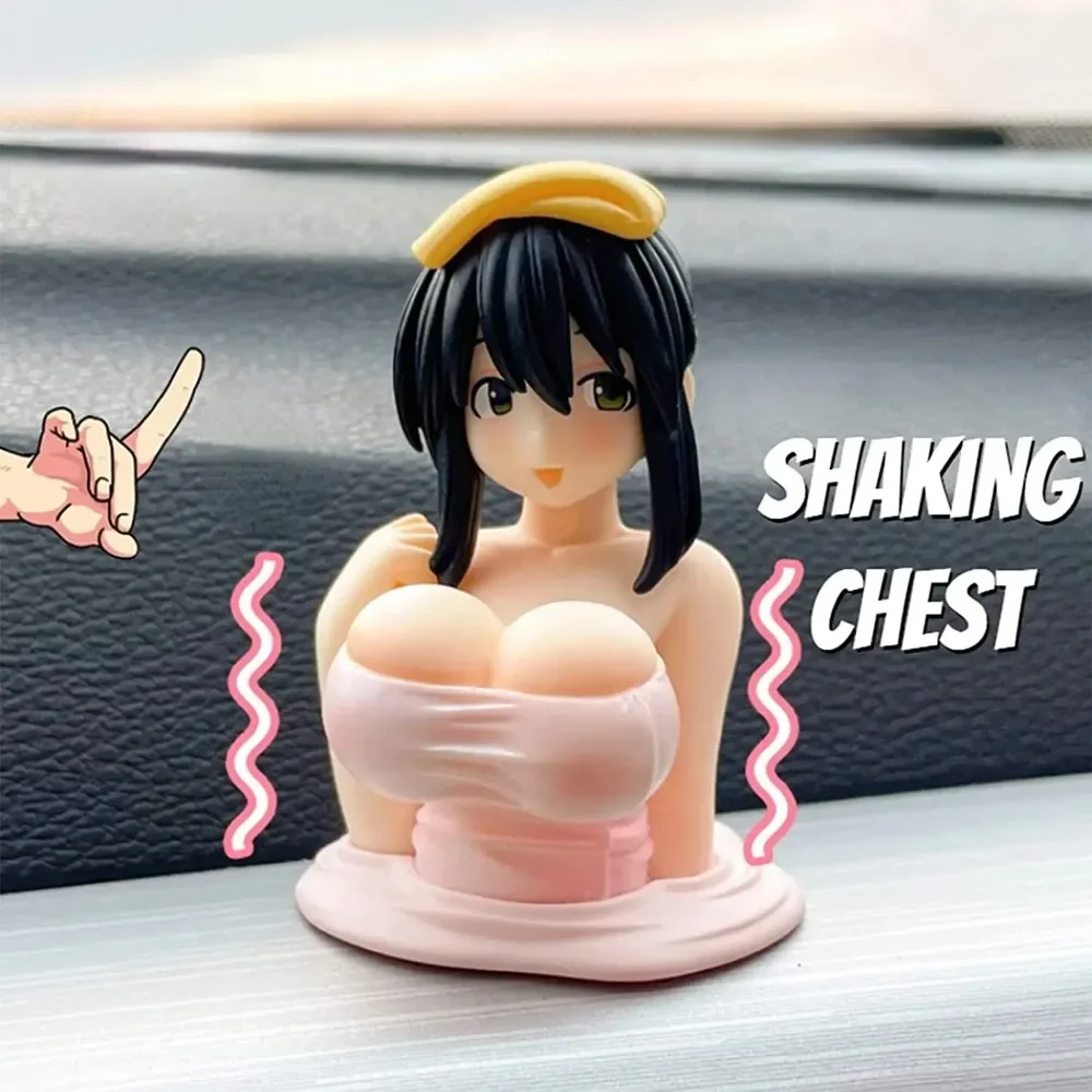 

Car Ornaments New Cute Chest Shaking Girls Cartoon Kawaii Car Dashboard Accessories Pink Anime Car Accessories Interior