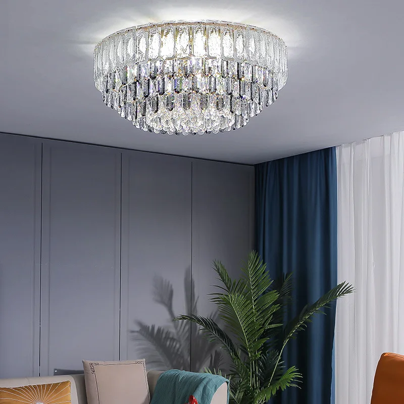 

Modern 2024 Gray Clear Crystal Ceiling Chandelier Living Room Led Lights Luxury Lamp Avize Modelleri Home Decor Lustres De Salon