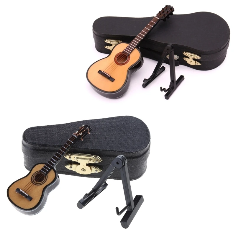 Dropship Mini Guitar  Musical Instrument Collectible Dollhouse Model Home Decors