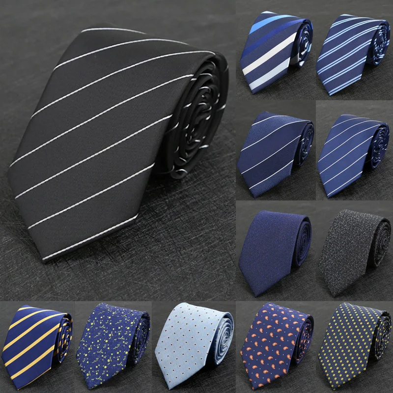 

100 styles Polyester 8cm Necktie for Men Business Meeting Gravatas Men's Formal Striped Solid Tie Shirt Accessories Formal Dress