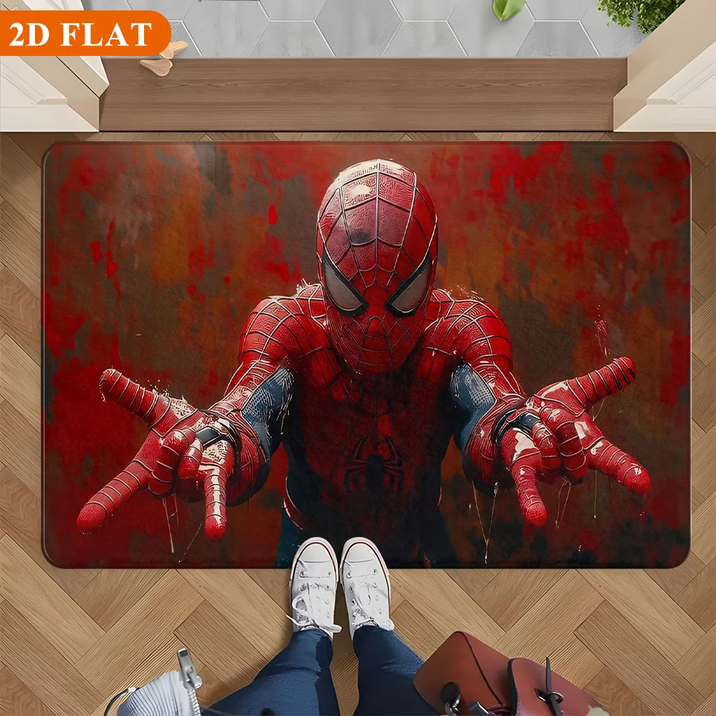 Alfombra de baño y tapete de baño con diseño de Spiderman de MARVEL, adecuado para baño, cocina, entrada de dormitorio, antideslizante, grande, de franela, 1 unidad