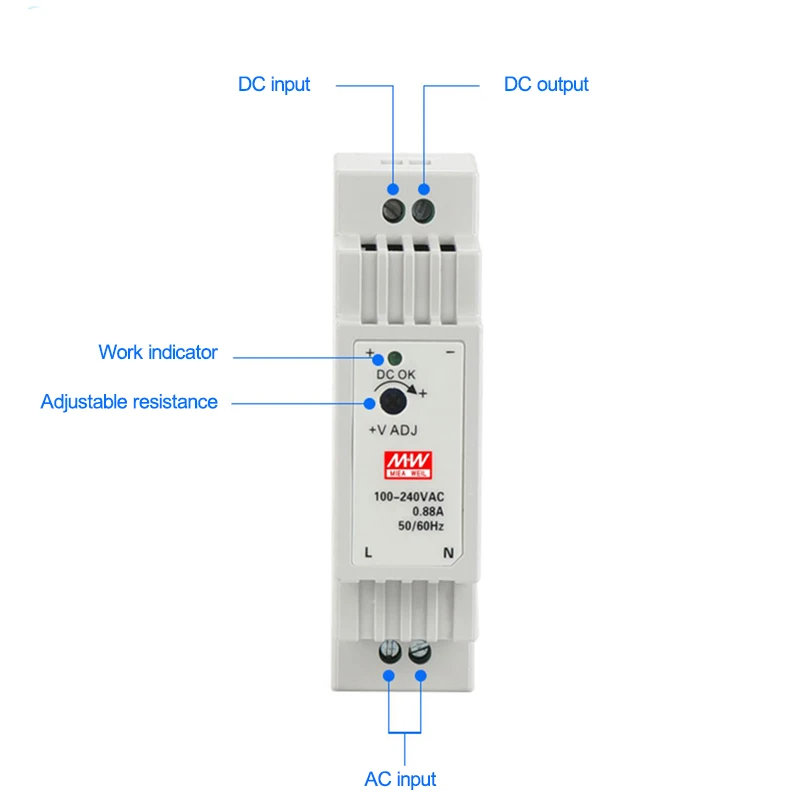 Fonte de alimentação do interruptor do trilho do RUÍDO, DR-15, 15W, 5V, 12V, 24V