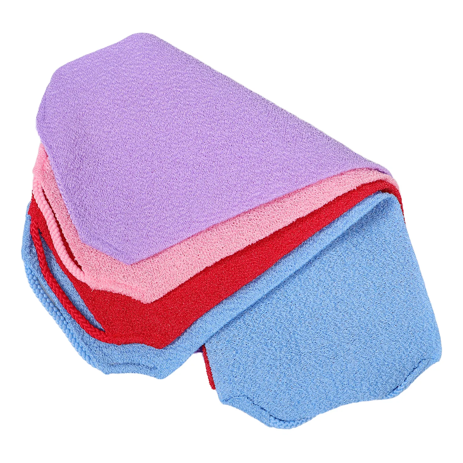 4Pcs Stretchable Pull Strap Back Scrubber Towel Exfoliating Nylon Bath Washcloth for Thorough Dead Skin Removal Body Scrub Tool
