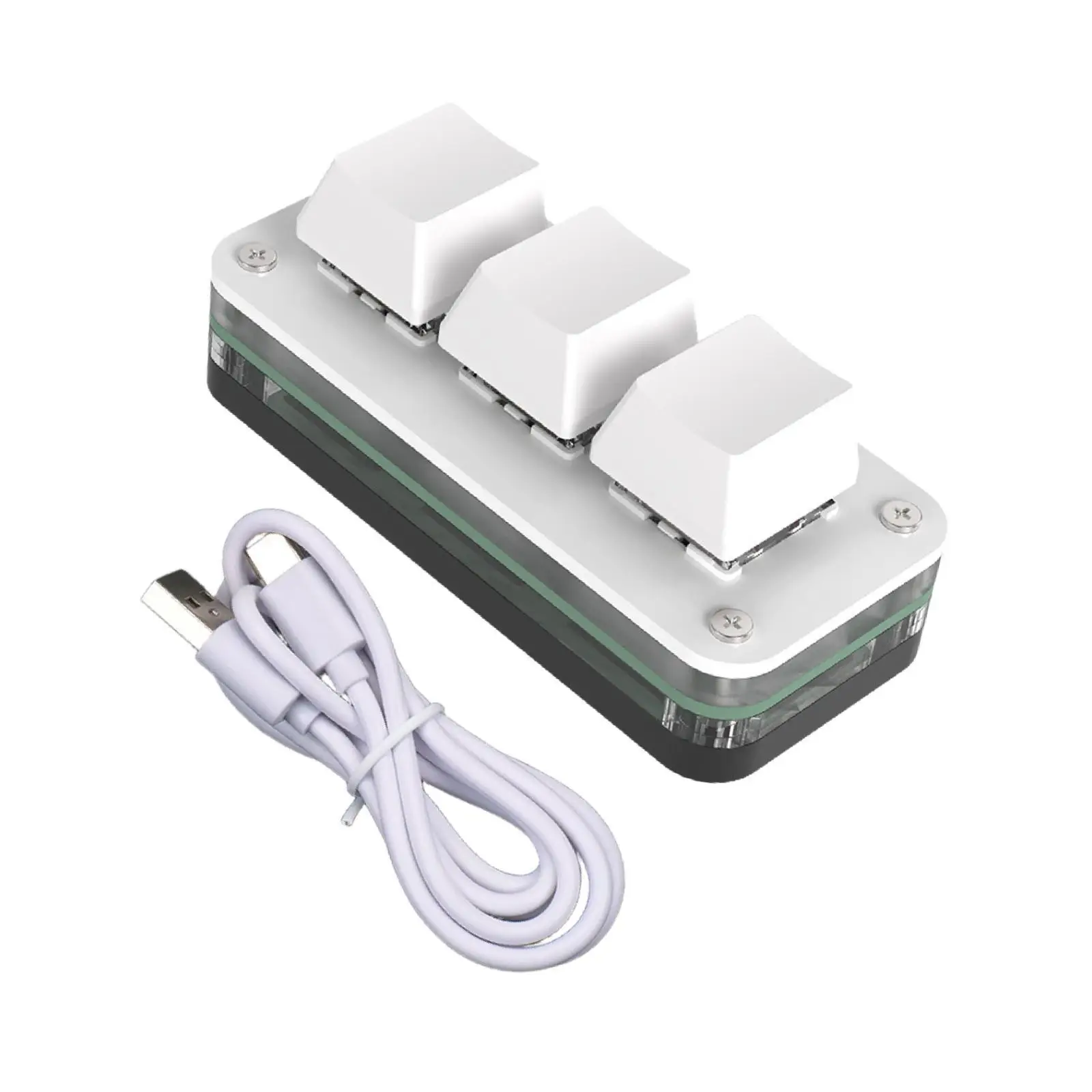 Mini Teclado de 3 Teclas Conveniente para Trabalho em Escritório com Cabo de Dados, Cantos Arredondados, Teclado Mecânico para Jogos, Portátil