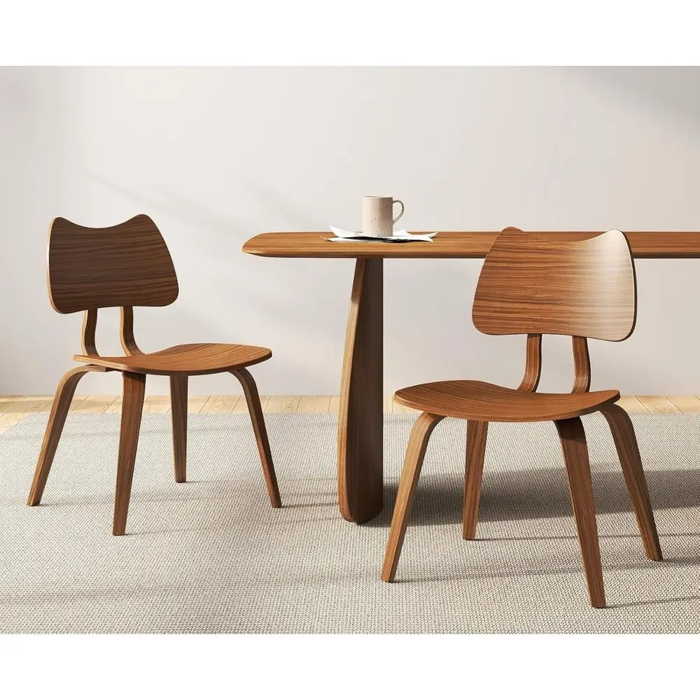 

Набор из 2 обеденных стульев с подлокотниками в форме кошачьих ушей, из массива орехового дерева, компактные и прочные, для кухни или столовой