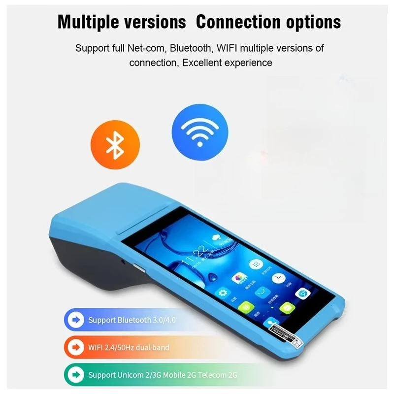 Supermarket Payment Systems Android Handheld Pos Machine Portable Mini Barcode Scanner Data Terminal PDA With 58mm Printer