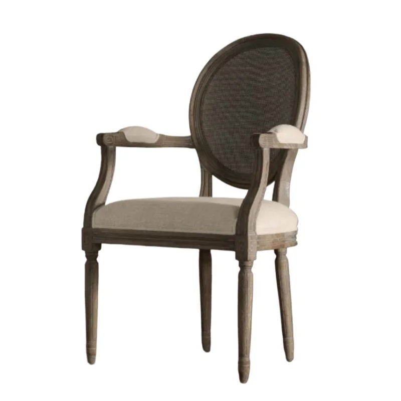 

European dining retro solid wood old chair American casual back bar with armchair American chair