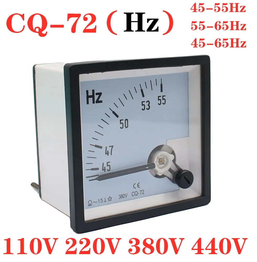 CQ-72-HZ Pointer type AC 100/220V/380V Analog Panel Frequency Meter Tester Gauge Hertz Indicator 45-55Hz 45-65Hz 55-65Hz 72x72mm