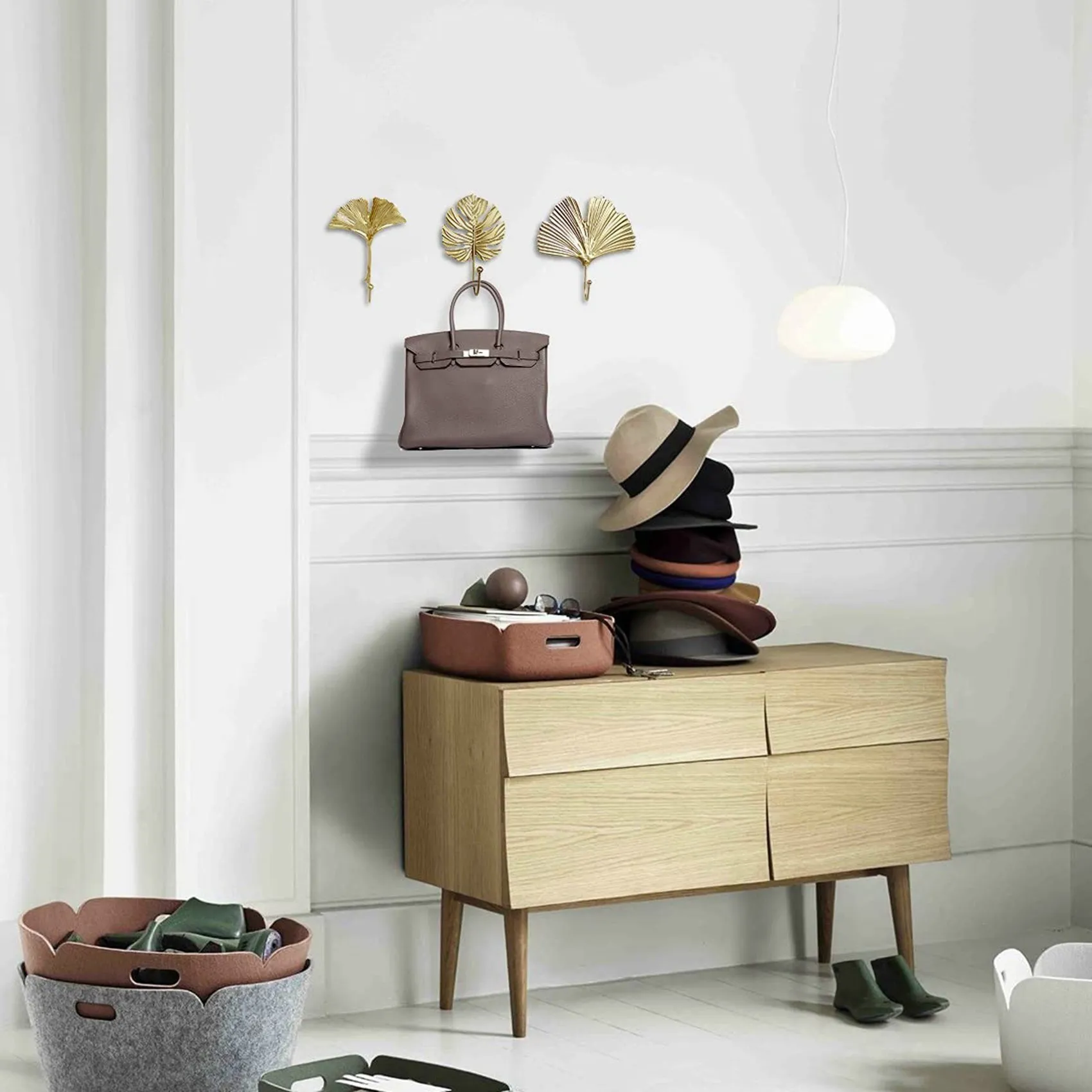【A38M】Vintage Coat Hooks Wall Hooks Decorative Hooks Leaf Shape Metal Towel Hooks Hanger Wall Mounted Multi-Purpose Hooks