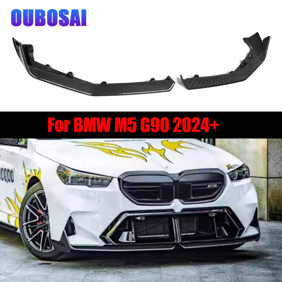 

For BMW M5 G90 2024+ Dry Carbon Fiber Front lip Car Front Bumper Diverter Spoiler Diffuser Front lip chin Shunt Auto Parts