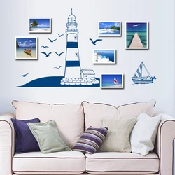 Sea Sailboat Lighthouse Wall Sticker For Living Room Study Photo Background Home Decoration Mural Art Decals Wallpaper Stickers