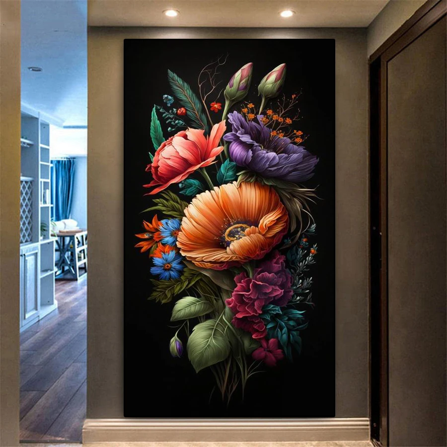 Diy Mosaic Art Colorful Flowers Diamond Paintings Big Size Floral Full Rhinestone Embroidery 5d Cross Stitch Kits Home Decor