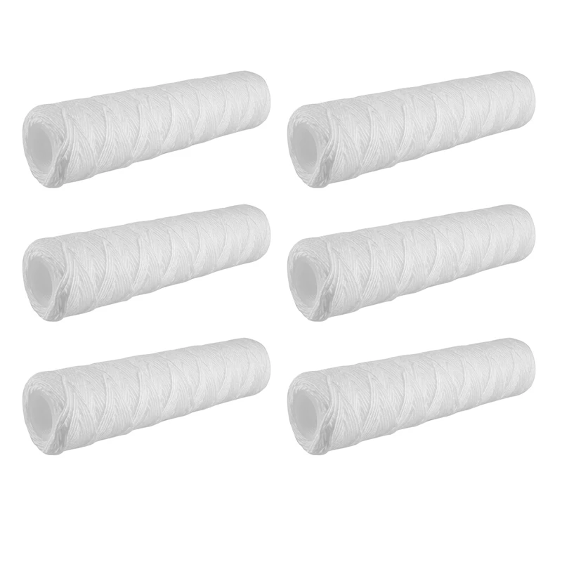 

10 Micrometre String Wound Sediment Water Filter Cartridge,6 Pack,Whole House Sediment Filtration,Universal