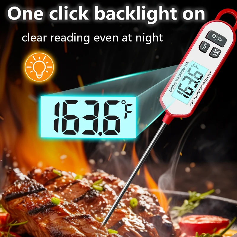 Digital Meat Thermometer  Instant Read Backlit Display, Food Cooking BBQ Probe For Water Milk Oil Liquid Oven Temperature