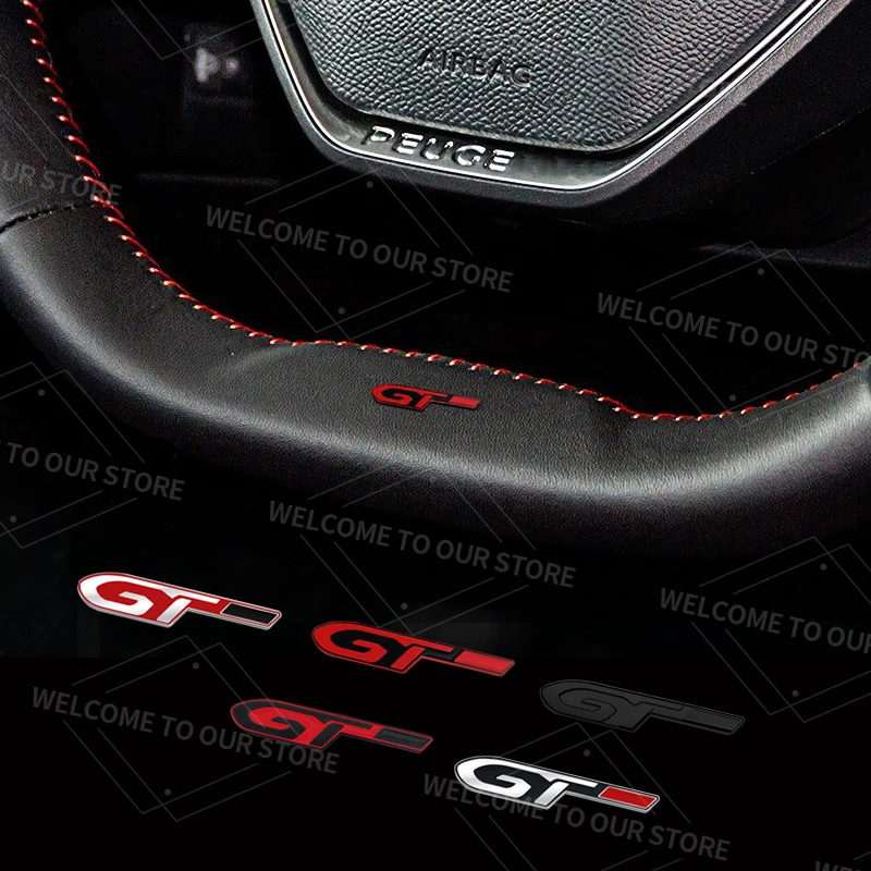 GT Badge Auto Interior Metal Logo Emblem Car Steering Wheel Sticker For Peugeot RCZ 206 205 3008 2008 5008 508 208 306 RC 407