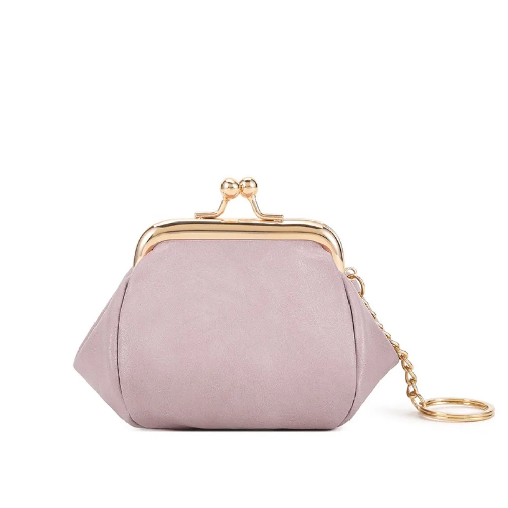 

Portable Solid Color Hasp Coin Purse Card Case with Key Ring Kiss Lock Wallet Vintage Small Wallet Mini Coin Bag Credit ID Card