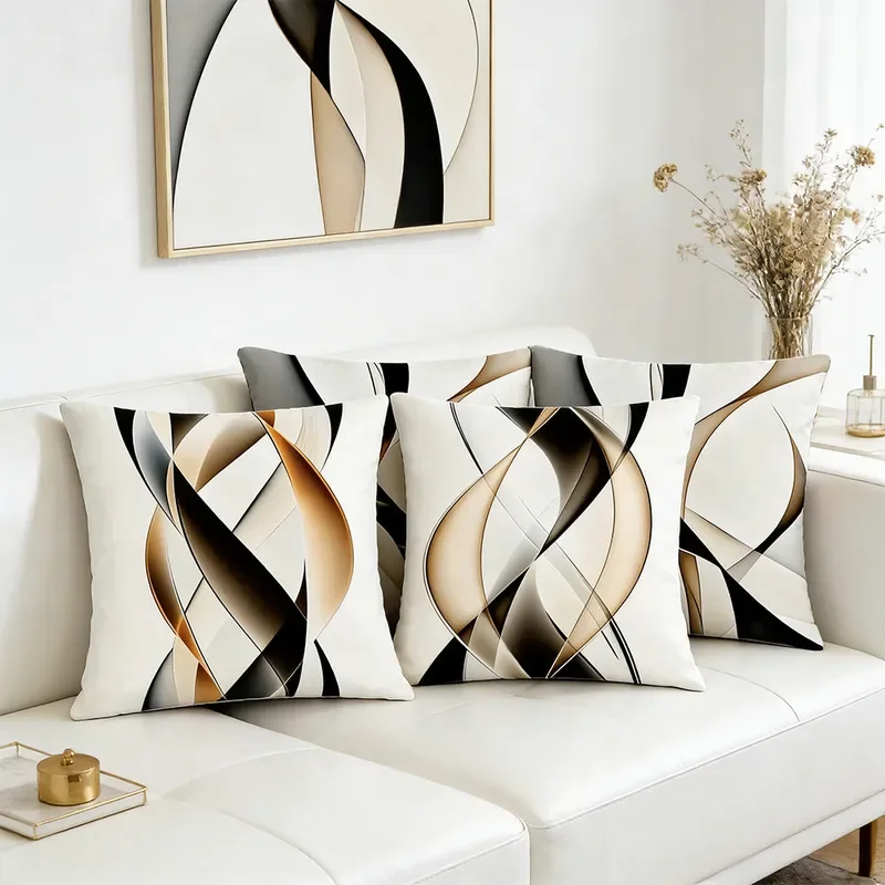 Cross-border hot-selling abstract printing pillow cover simple home sofa decoration short plush cushion cover