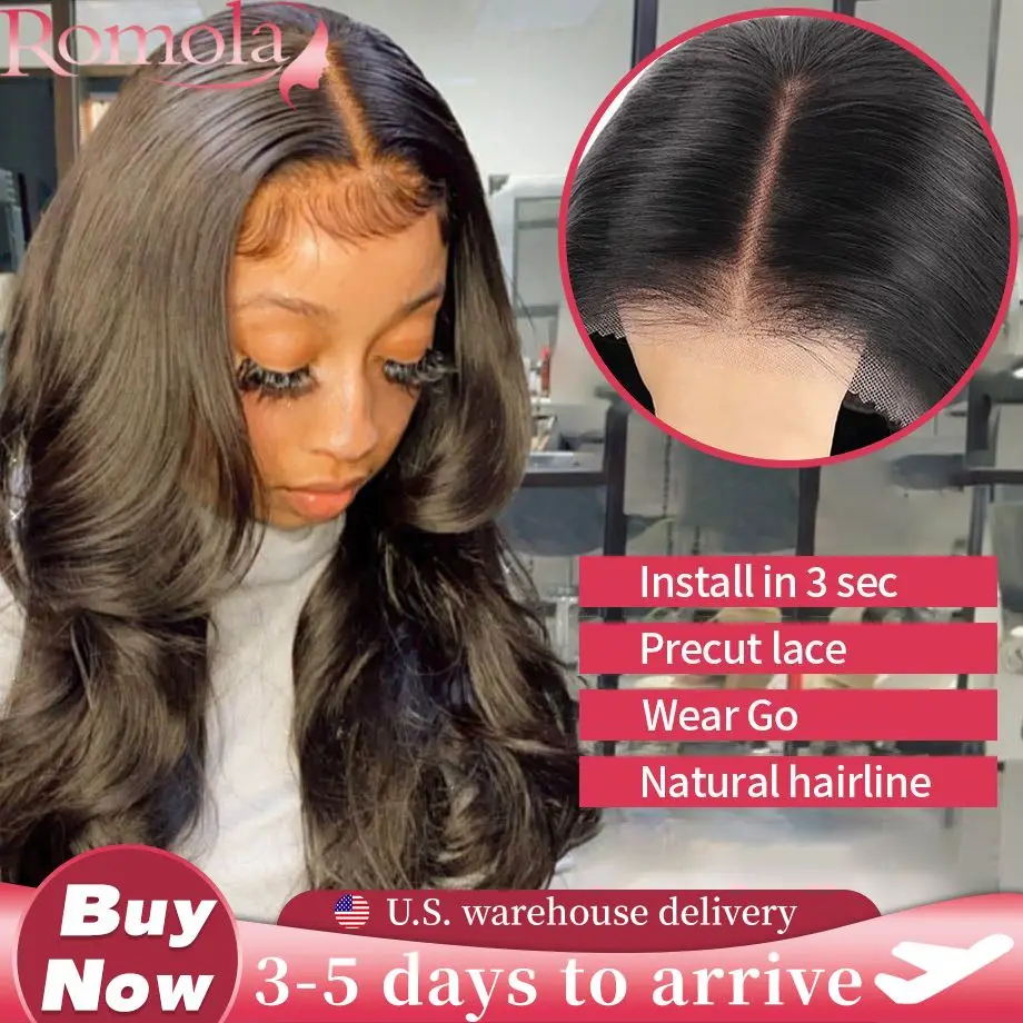 

Romola 4X4/5X5 Glueless Human Hair Wigs Ready To Wear Body Wave Lace Closure Wigs Human Hair For Women 250% High Density