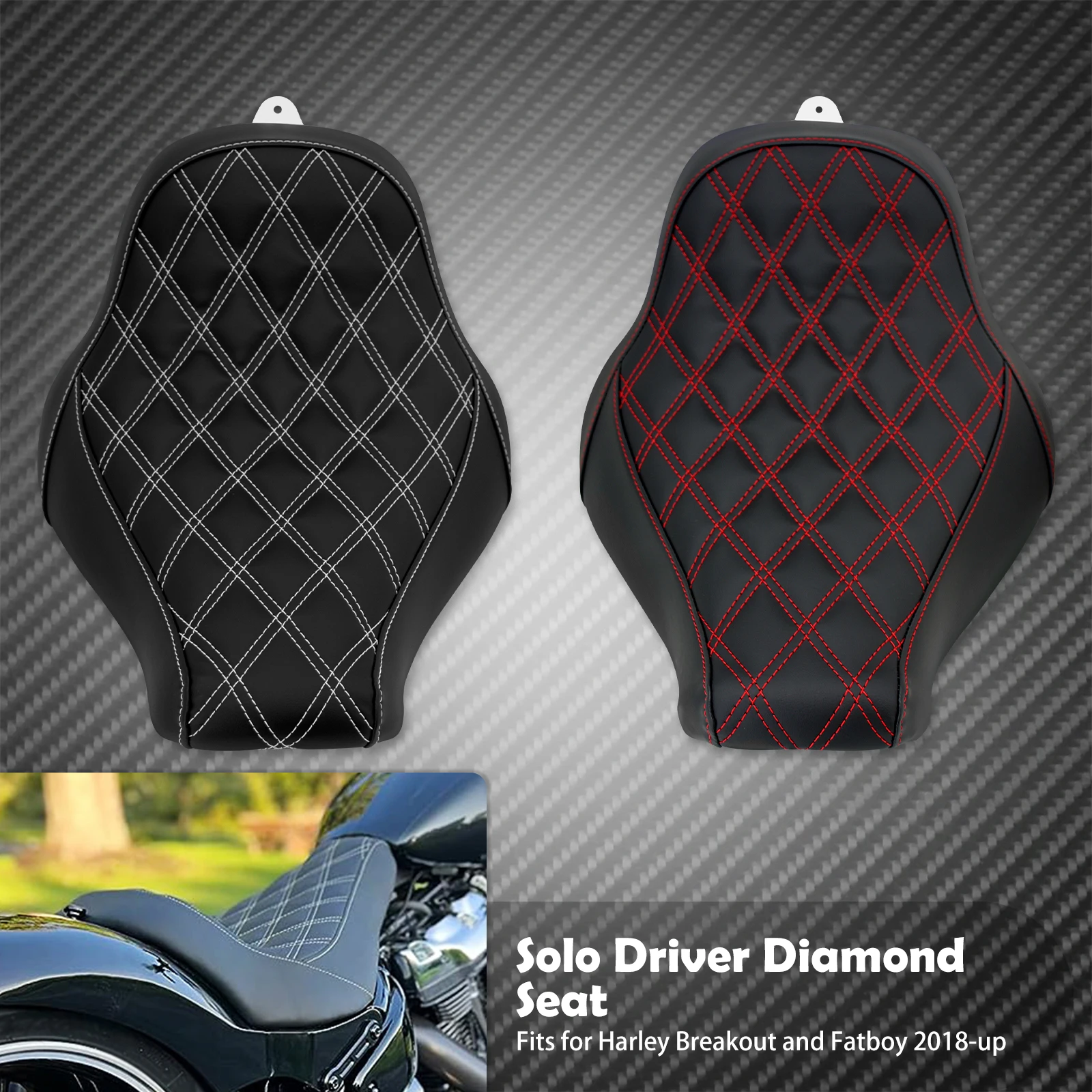 Motorrad Diamant Fahrer Vorne Solo Kissen Sitz Für Harley Softail Breakout FXBR Fat Boy FLSTF FLFB 2018 2019 2020 2021-2023