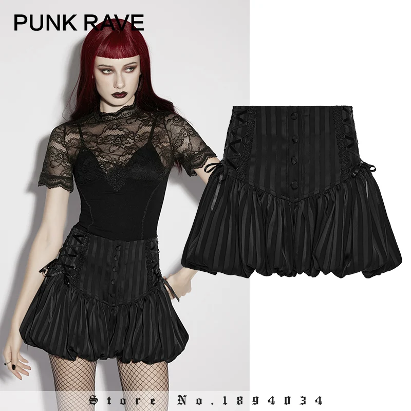 

Женские готические полосатые шорты PUNK RAVE с 3D-эффектом, пышные, А-силуэта, в стиле «тыква», слоистые, модные черные короткие брюки
