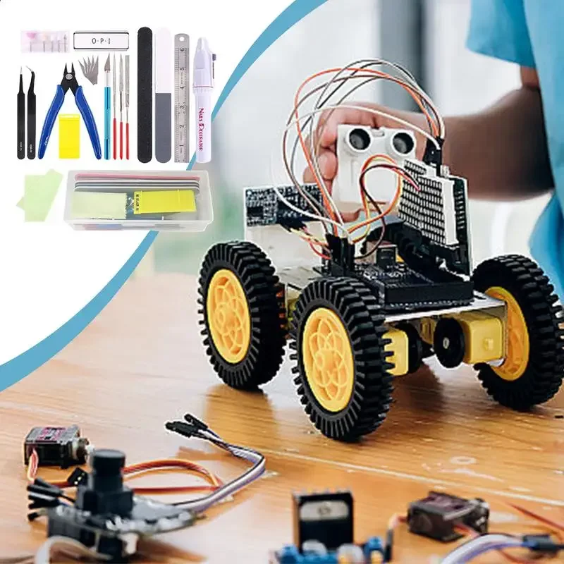 ‌24/9-Piece Miniature Tool Kit for Model Building - Includes Small Tools for Cars, Planes, Robots & Buildings with Storage Box‌