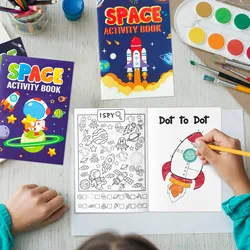 24pcs Diy Coloring Books Filling The Space Game Images Paper Color Space Practice Workbook Painting Art Book For School Drawing