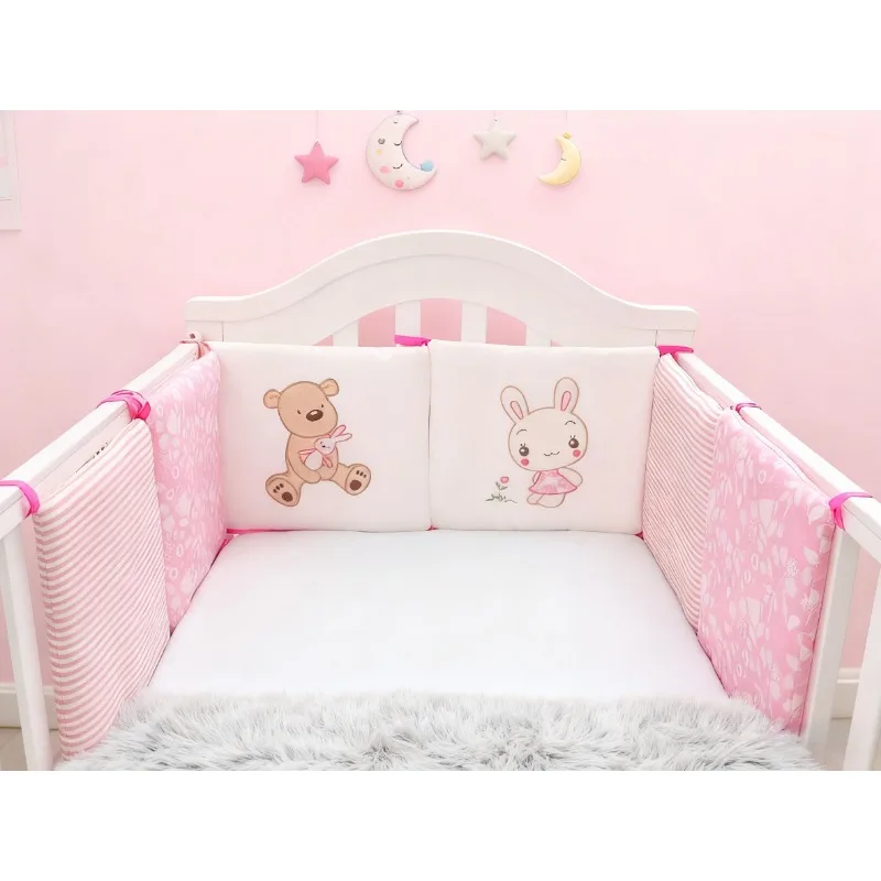 6 قطعة/المجموعة سرير بيبي حامي سرير الوفير منصات سرير بيبي الوفير الاطفال سرير أمان حول القطن مزيج سرير المضادة للتصادم المضادة للسقوط