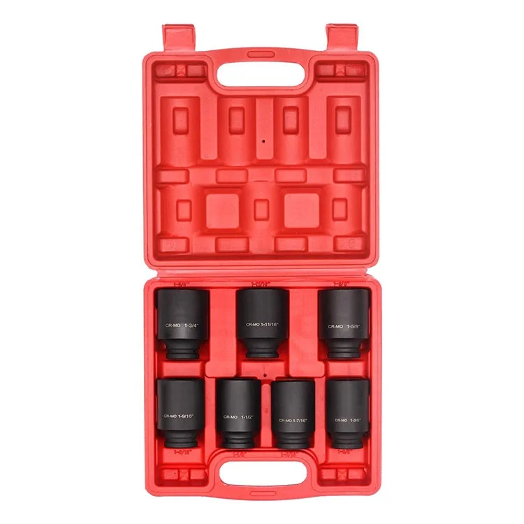 

7-Pcs DIY Grade CR-V Deep Socket Set Chrome Hand Tools Including Hex Square Torx for Maintenance Repair OEM Customizable