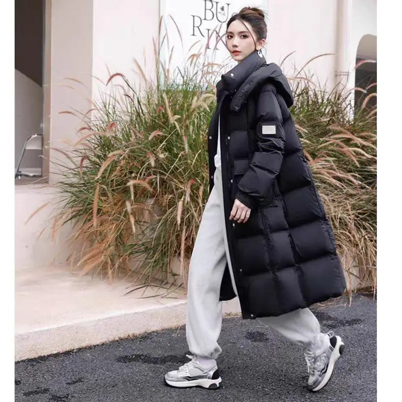 

Metallic Du down Jaet Women's Winter Thiened Medium-Length Over-Knee Korean Sle Loose Outerwear Commute Sle