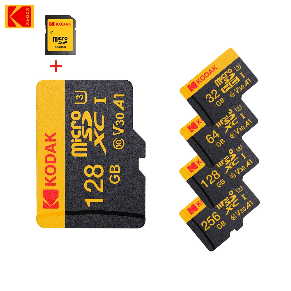 

Карта памяти KODAK Micro SD 256G до 100 МБ/с C10 U3 32G 64G 128G TF-карта 4K HD для USB-кардридер адаптер Microsd для камеры