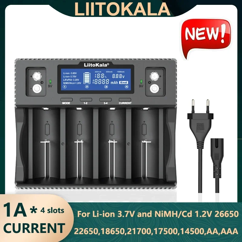 

Аккумуляторное зарядное устройство Liitokala Lii-D4XL 18650 для D NiMH LiFePO4 li-ion 3,7 V 1,2 V 3,2 V 9V 26650 14500 26700 18350 AA AAA