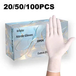 20/50/100PCS White Nitrile Gloves Multipurpose For Kitchen Bathroom Cleaning Washing Waterproof Cleaning Tools Home Accessories