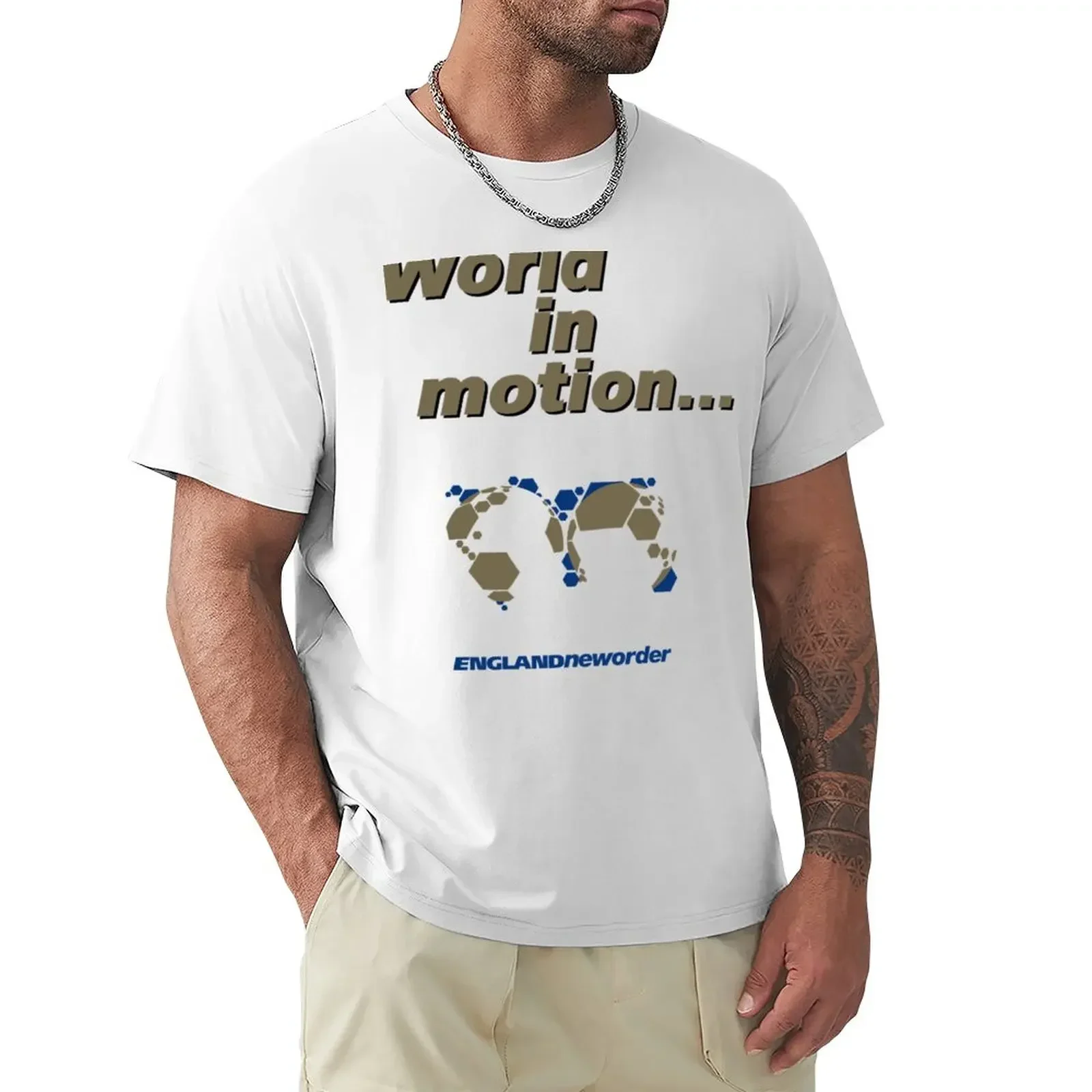 World in Motion - England New Order 90s T-Shirt summer clothes vintage aesthetic  sublime slim fit t shirts for men