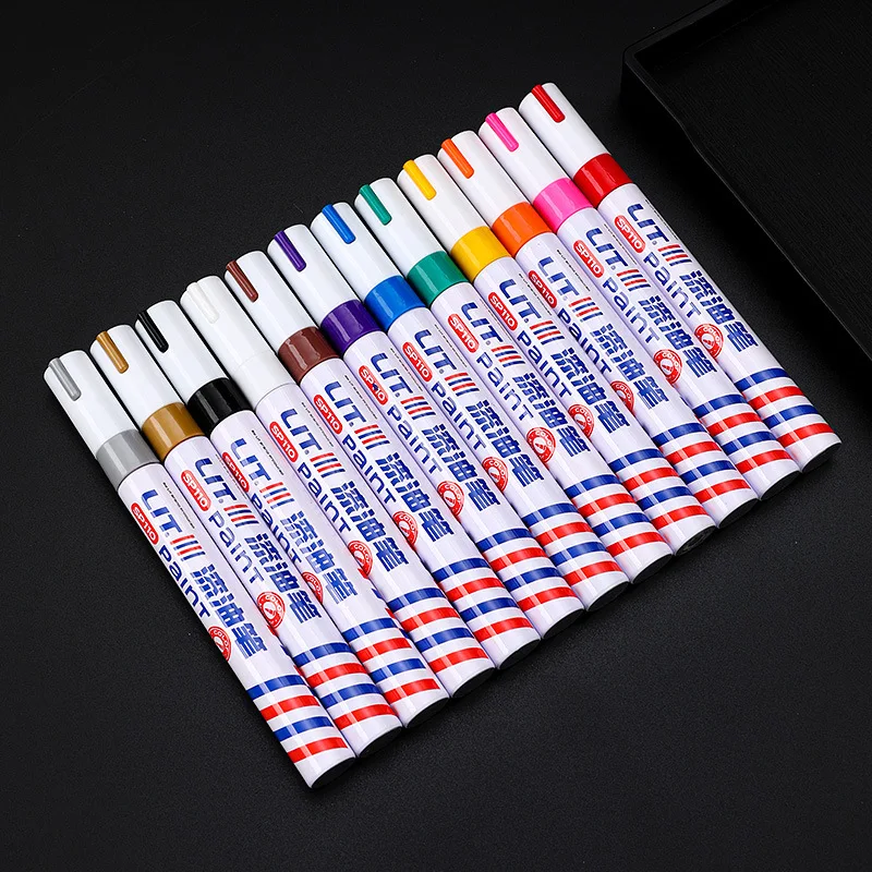 12pcs Chrome Mirror Marker Pen 2mm DIY Reflective Paint Pen Permanent Gold SILVER Marker Touch Up, Model Painting, Marking