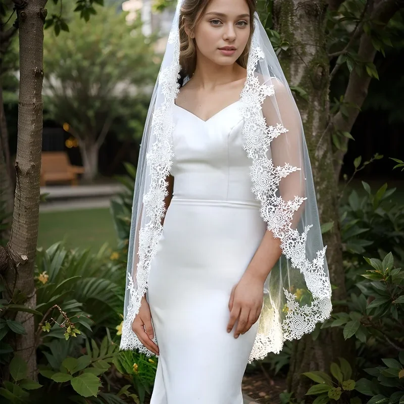 Lace Bridal Short Veil Pearl Bride Wedding Accessories Veils with Hair Comb