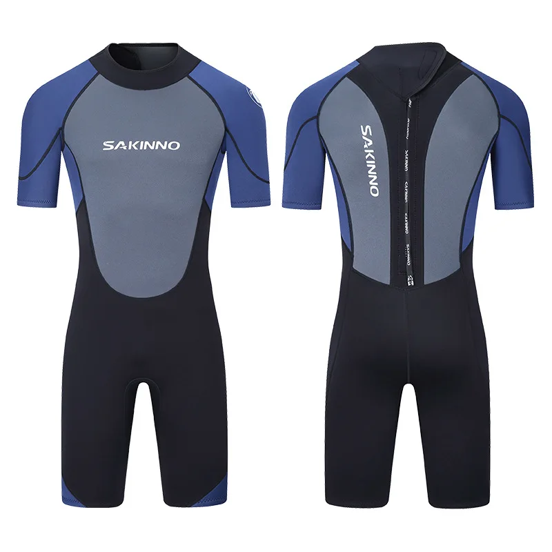 2-3MM Neoprene Wetsuit Man Shorty One-piece Warm Cold-proof Short-sleeved Diving Suit Swimming Surfsuit Snorkeling Swimwear