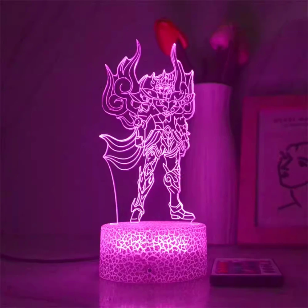 3D Saint Fighter Night Lamp para Crianças, Anime Lâmpada LED, Action Figure Japonês, Manga Night Light, Presente do Menino, Decoração do quarto, Quente, Dropship