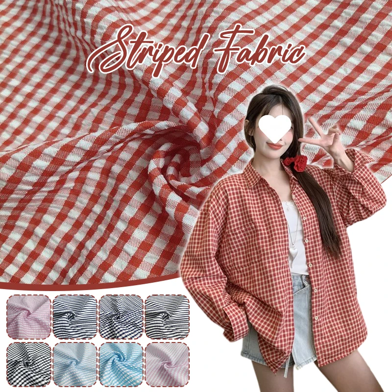 100x145cm Karierter Stoff für Hemden, Röcke, Kleidung, DIY, Bunter Stoff-Hintergrund, T-Shirts, Nähstreifen, Handarbeit, Weicher Stoff – Detail 2