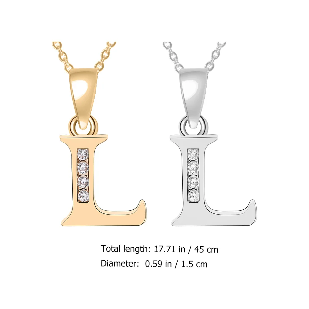 

2Pcs Letter for Women Alloy Zircon Pendant Chain Personalized Classic Lovely Necklace Pendant Chain for Women Unique Glitter