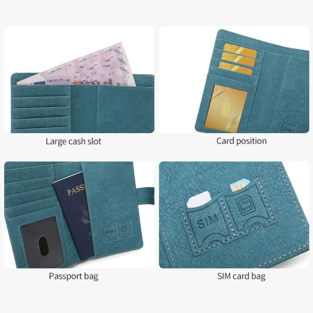 Porta carte Borsa per passaporto in PU Custodia per passaporto Porta biglietti Portafoglio da viaggio Check-in per aereo Borsa per carte di archiviazione antifurto RFID