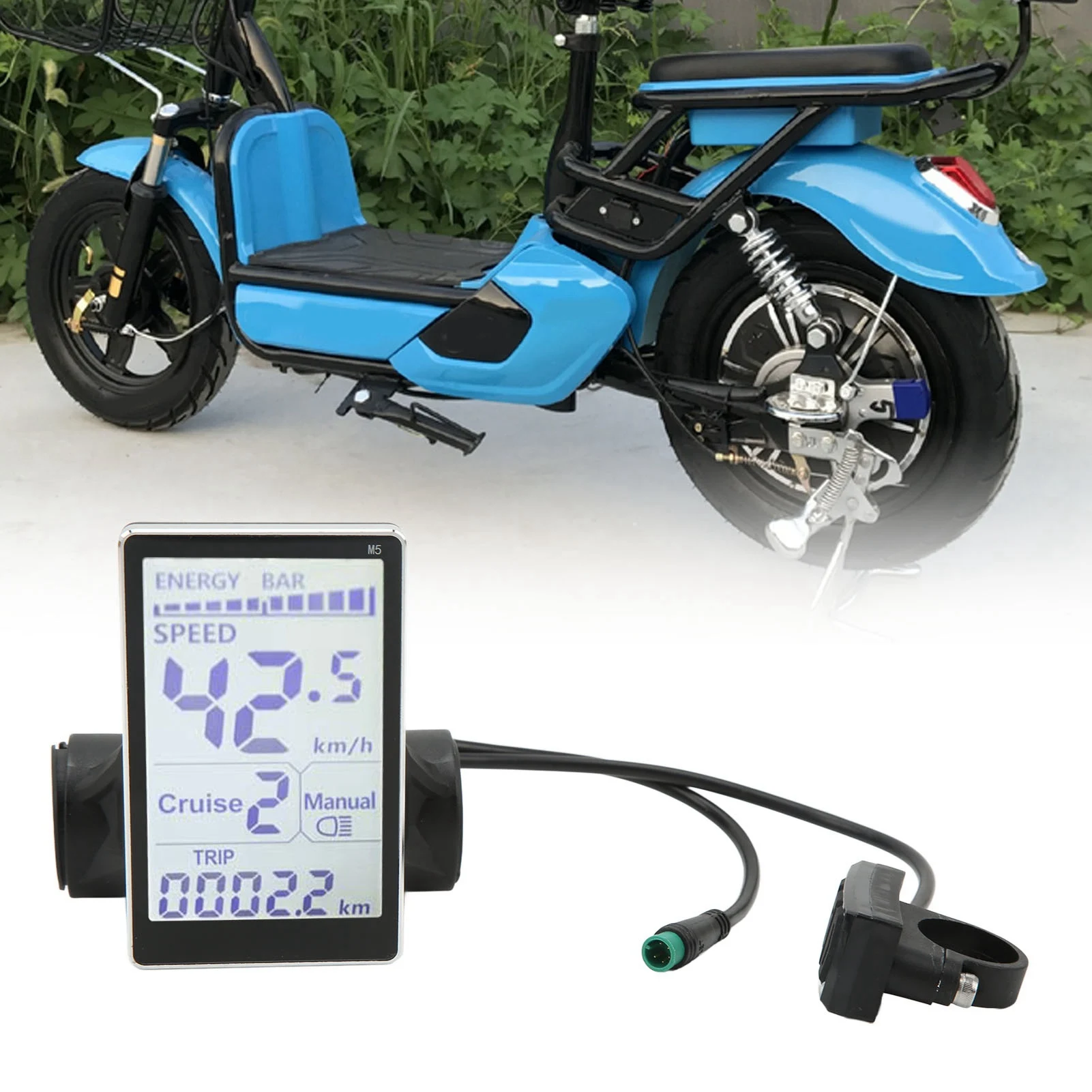 Scooter LCD Display Electric Bike LCD Display ABS Easy To Install 5 Pin 24V 36V 48V 60V for Modification