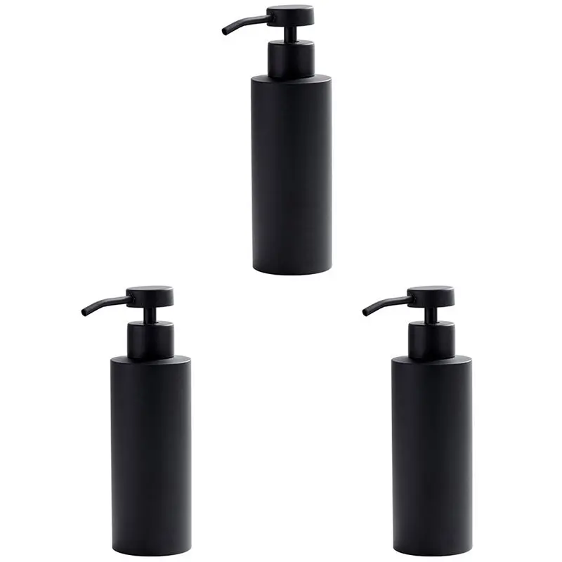 A84E-3X Hand Soap Dispenser- Dish Bath Countertop Lotion Dispensers,Black Liquid Wash Brushed Metal Soap Bottle