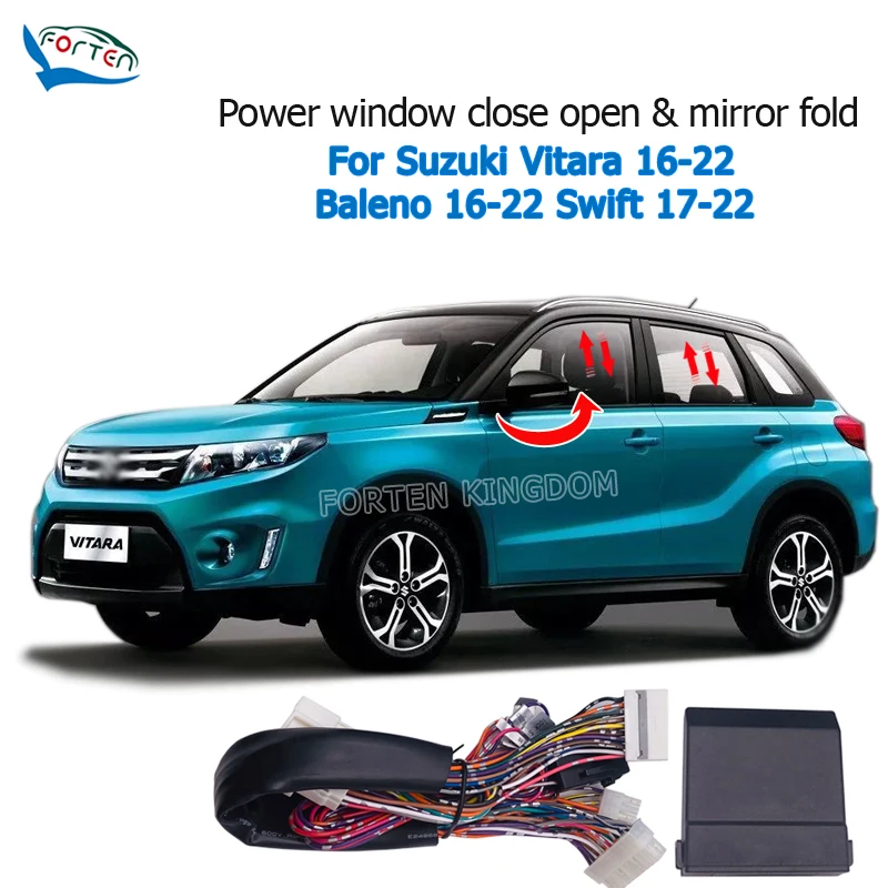 Forten Kingdom Car Side Rear View Mirror Folding Fold Auto Window Close Open Kit For Suzuki Vitara 16-23 Swift 17-23 Baleno