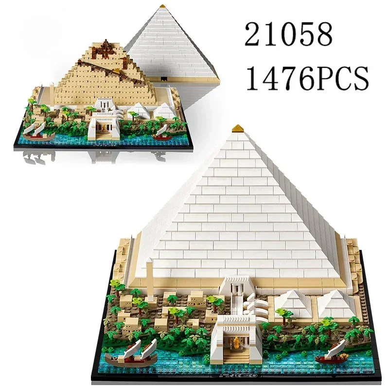 MOC 21058 Great Pyramid of Giza Model City Architecture Street View Building Blocks Set Moc Building Blocks DIY Assembled Toys