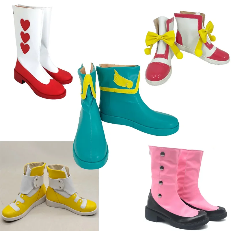 Anime Card Sakura LI SYAORAN  Boots Cosplay  shoes Yellow combat suit 10 style custom  made