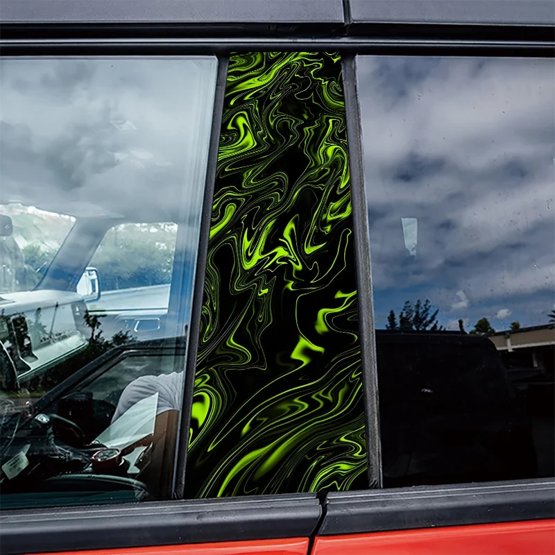 

2 pieces of automotive center pillar stickers Neon Fluid Pattern Protective film, scratch-resistant stickers